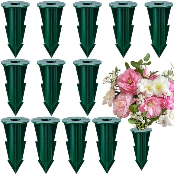 Ebaokuup 12 Pcs Artificial Flower Holder Ground Spikes for Cemetery Garden