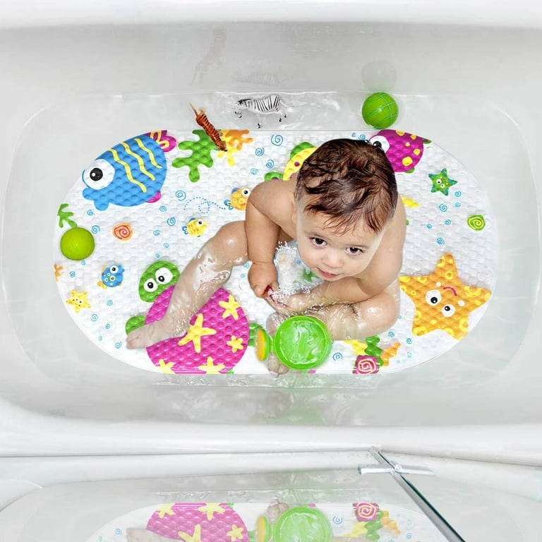 Jomenro Non-Slip Bath Tub Mat, Extra Soft Baby Kids Bathtub Mat, Anti-Slip Bath Mat for Bathroom Tub with Strong Suction Cups, Durable and Machine