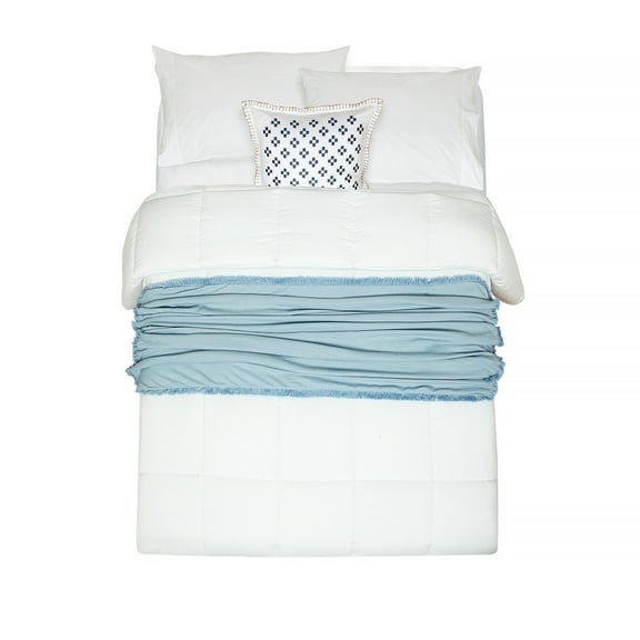 SCAD Piece by Piece Decorative Pillow and Throw Blanket Set, Light Blue
