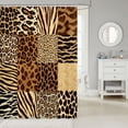 thumbnail image 2 of Manfei Minimalist Cheetah Print Shower Curtain 72Wx72L, Old Fashion Patchwork Bathroom Curtain, Tan Peach, 2 of 5