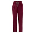 thumbnail image 3 of Ktyne Womens Scrub Bottoms Soft Four-Way Stretch Scrub Pants with Pockets Anti-Wrinkle Slim Fit Cargo Scrub Pants Casual Drawstring Scrub Bottoms Wine M, 3 of 4
