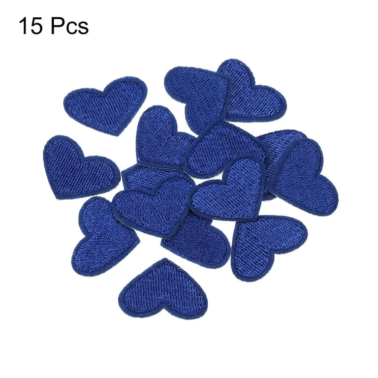 Heart Shaped Iron on Patches Dark Blue Embroidered Sew on Love
