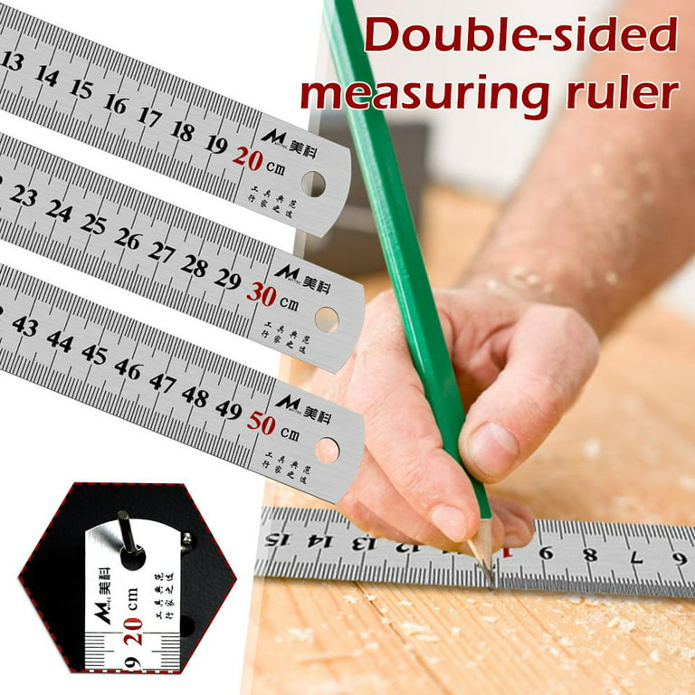1pcs Straightedge Double Side Scale Metal Ruler High Quality Stainless  Steel Woodworking Drawing Measuring Tools 0-30/50cm - AliExpress