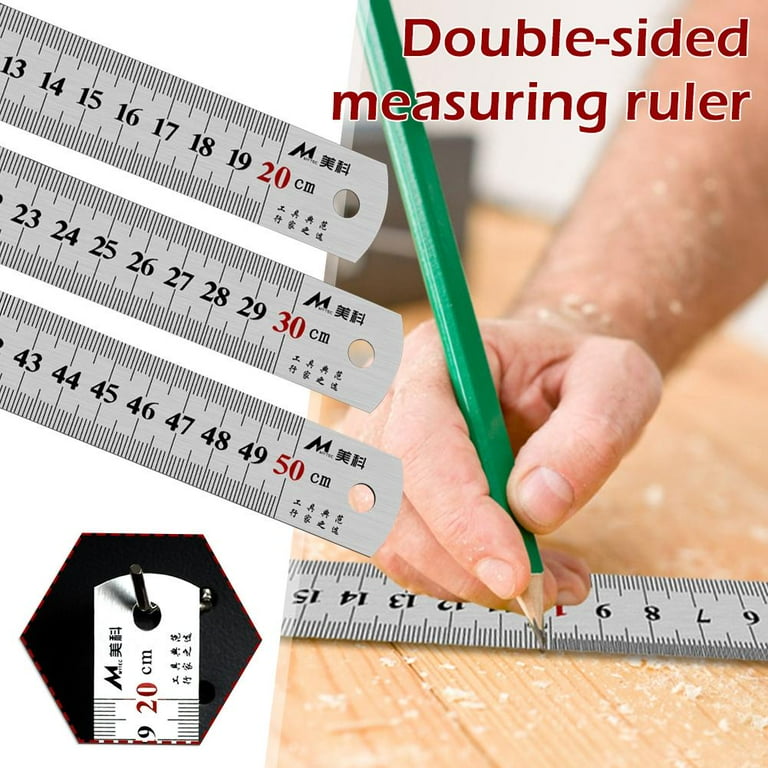 1pcs Straightedge Double Side Scale Metal Ruler High Quality Stainless  Steel Woodworking Drawing Measuring Tools 0-30/50cm - AliExpress