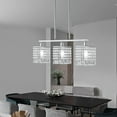 thumbnail image 4 of Rectangle Crystal Chandelier Modern Rectangular Raindrop Pendant Ceiling Light 3-Lights for Kitchen Island Dining Room Restaurant, Chrome Finish, 4 of 5