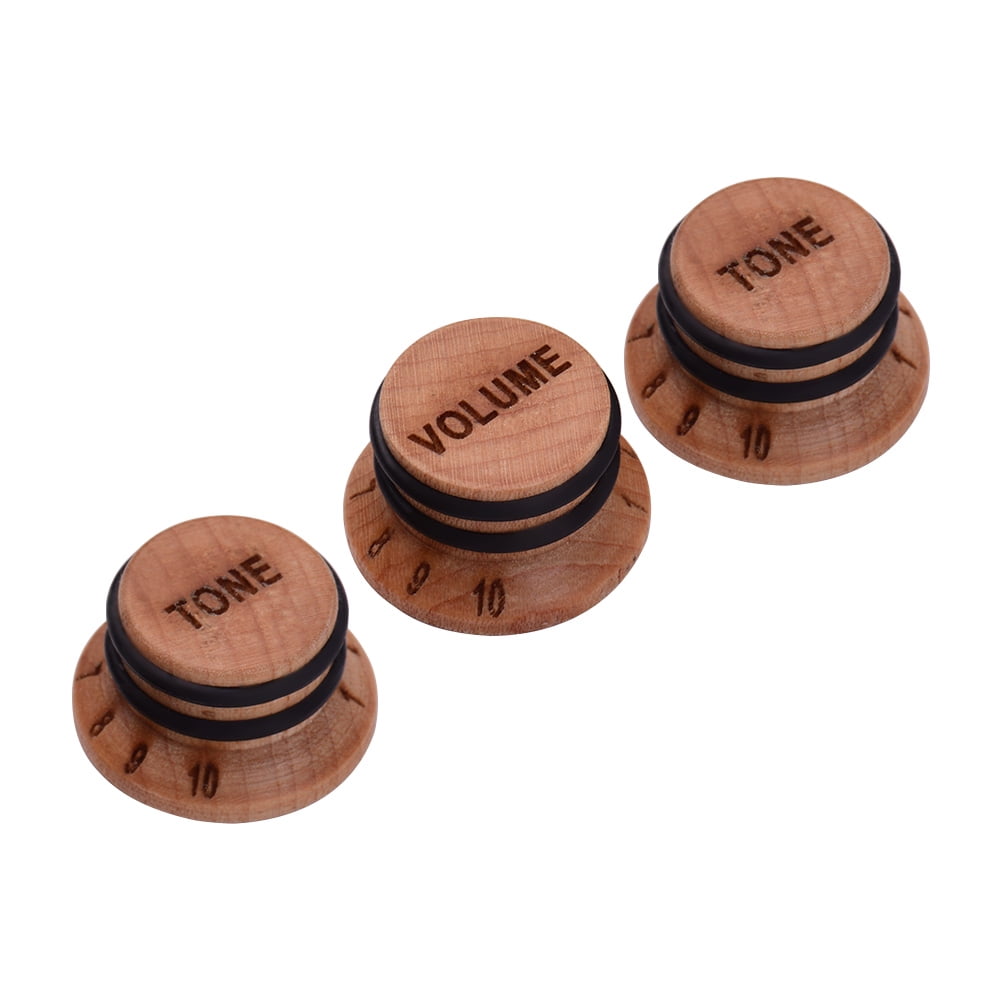 Muslady 3PCS Electric Guitar Parts Control Knob 2 TONE and 1 VOLUME Knobs Maple Wood Guitar Bass Accessories