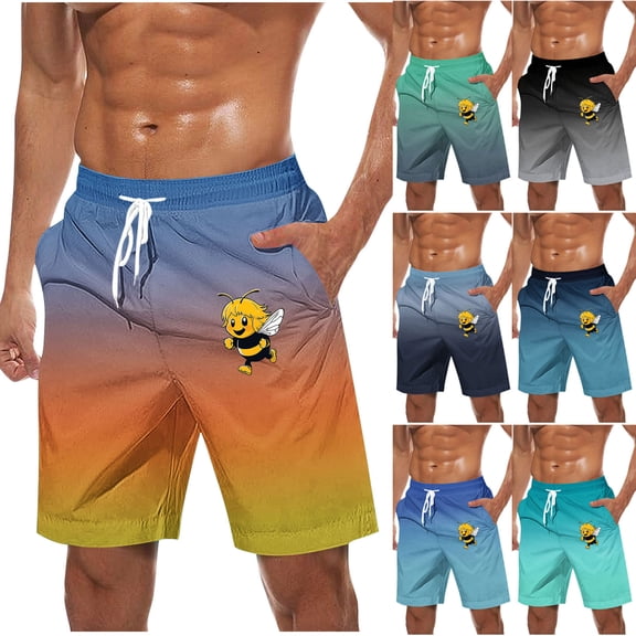 Man Shorts for Men Man Shorts for Men Short De Hombre Mens Casual Shorts Men Casual Fashion Print Shorts With Pockets Elastic Waist Beach Pants Black XL