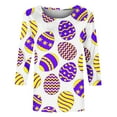 thumbnail image 4 of Midsumdr Womens Tops Casual Easter Colored Eggs Printed Outdoor Daily T Shirt Vacation 3/4 Sleeve Crew Neck Spring Summer Blouse Tops, 4 of 5