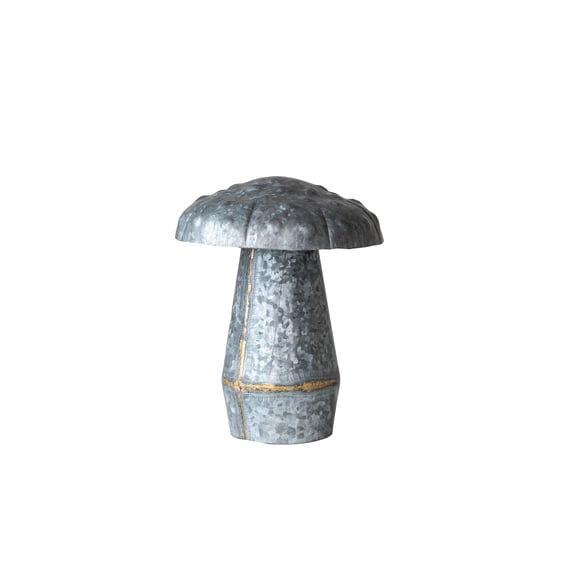 Creative Co-Op Galvanized Metal Indoor/Outdoor Mushroom Décor, Grey