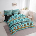 thumbnail image 3 of Homewish Retro Boho Tribal 7-Piece Twin Bedding Sets,Rustic Farmhouse Horse Bedding Comforter Set,Cyan Orange Sheet Sets For Boy Kids,Ultra Soft Home Decor Reversible, 3 of 8