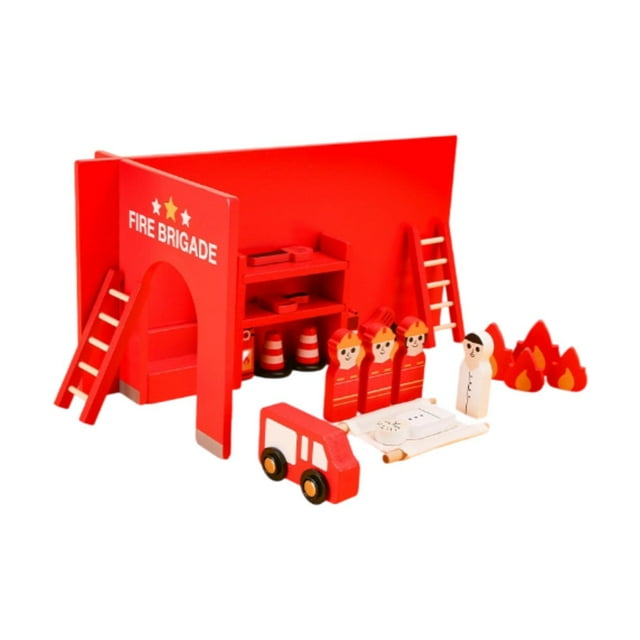 Estación de bomberos, juego de rol de bombero, regalos de cumpleaños, juego de simulación de bombero de madera, juguetes educativos para niños y