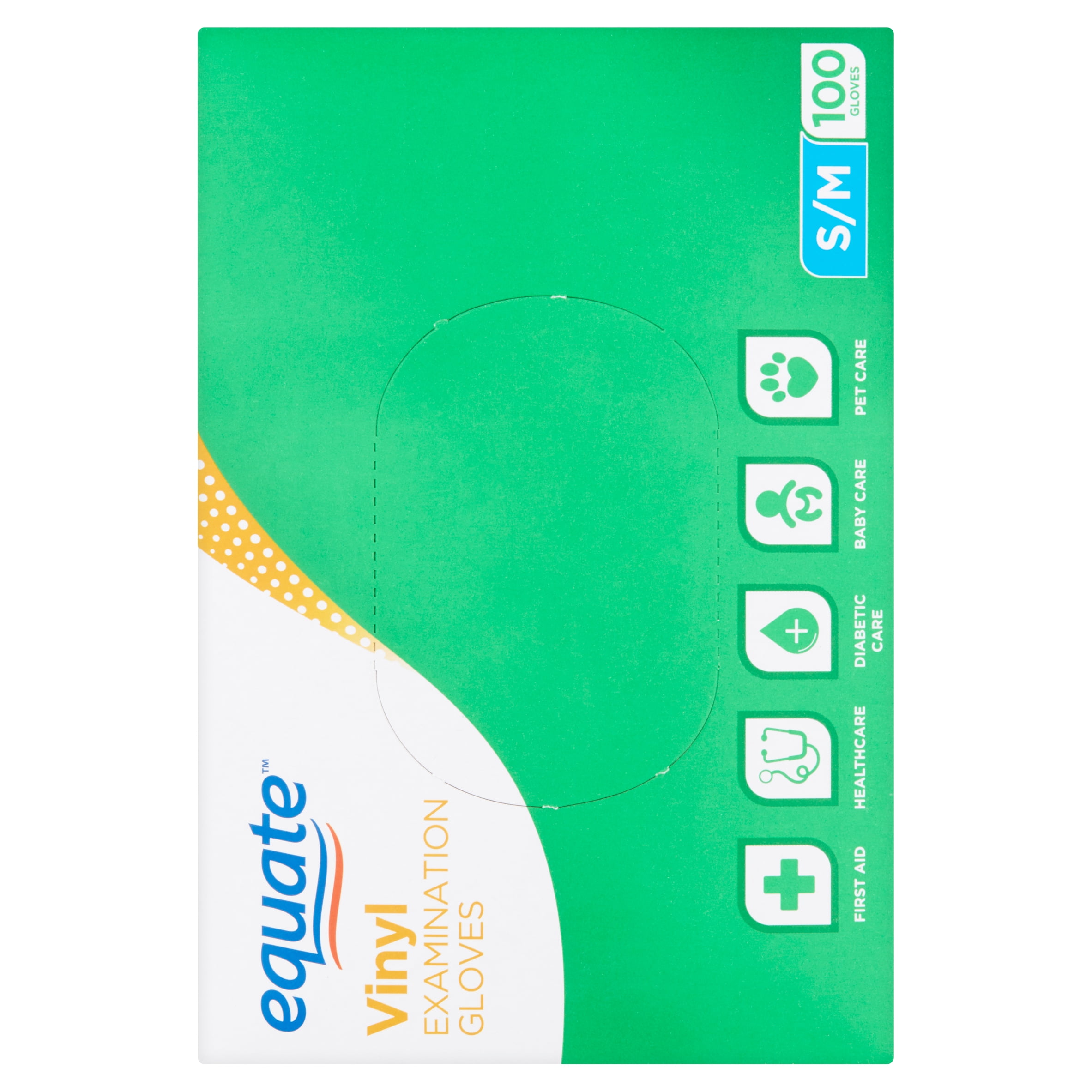 Equate Vinyl Examination Gloves, Small / Medium, 100 Count