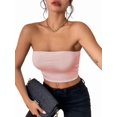 thumbnail image 2 of Womens Tube Tops Strapless Crop Tops Basic Backless Sleeveless Bandeau Going Out Cute 2025 Summer Outfits Pink M, 2 of 7