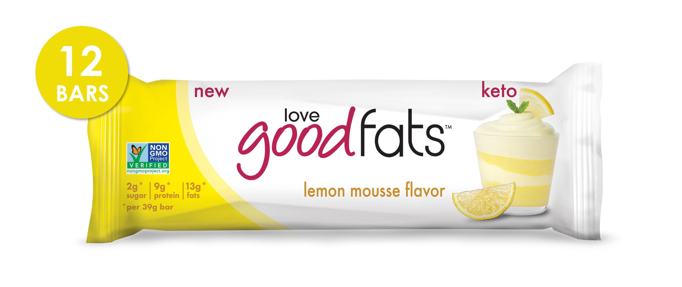 Love Good Fats Bars Lemon Mousse KetoFriendly Protein Bar with