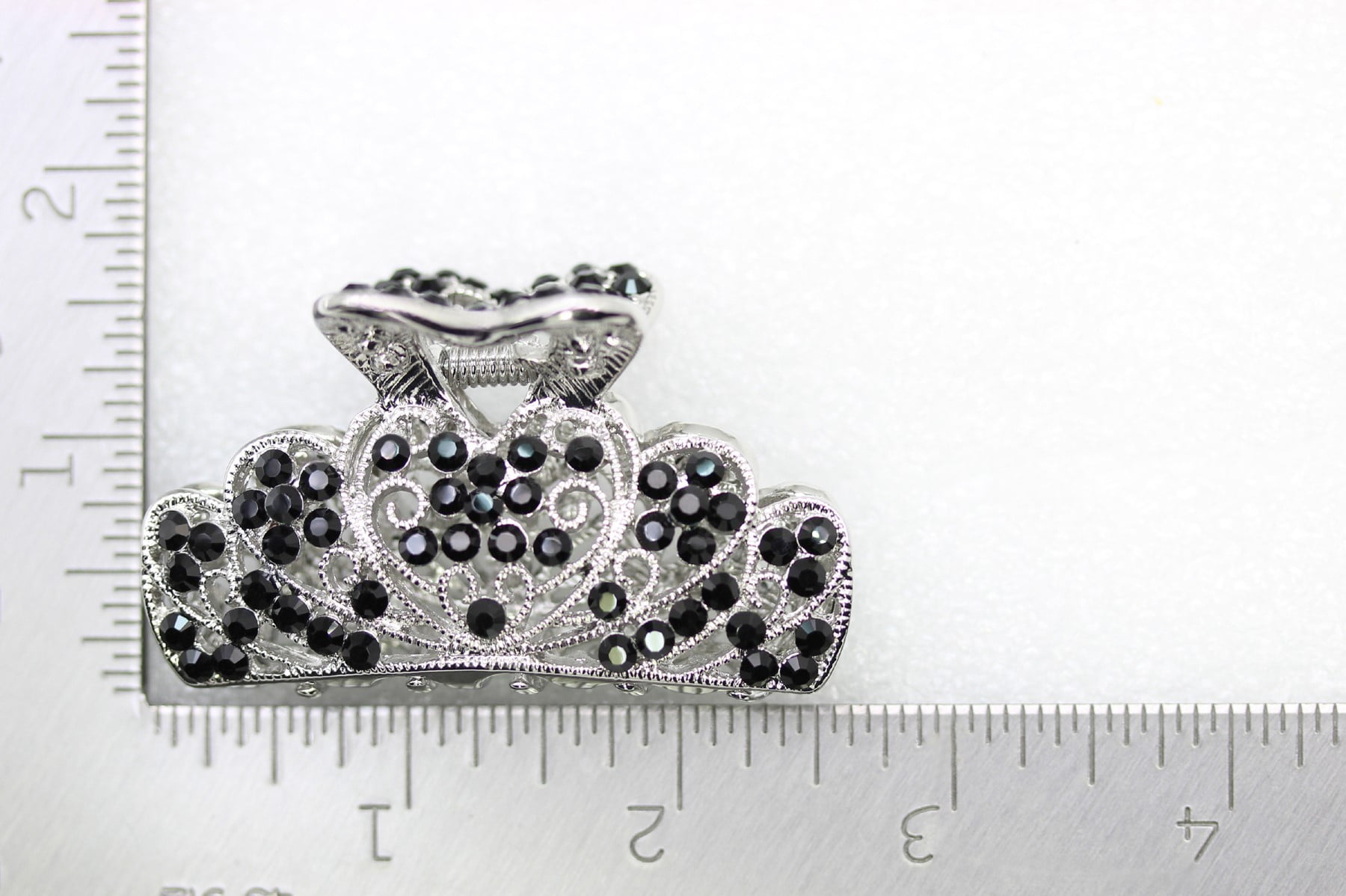 Faship Gorgeous Black Rhinestone Crystal Floral Hair Claw Clips
