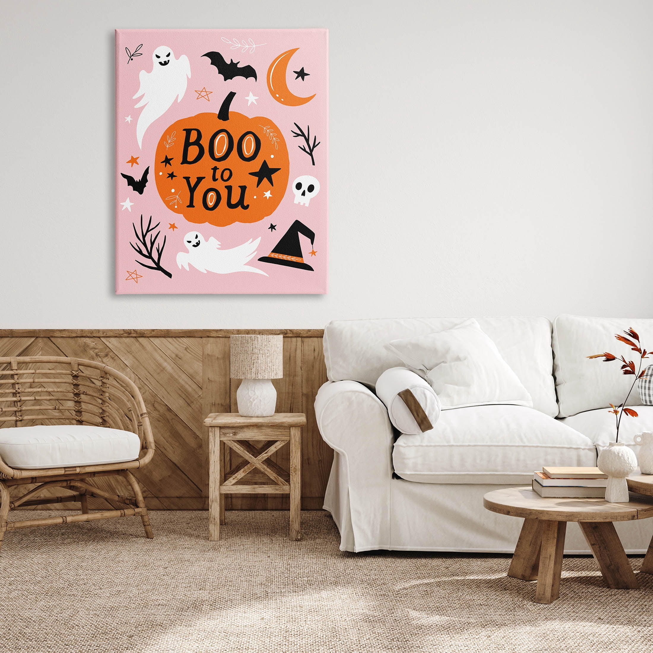 Stupell Industries Boo to You Halloween Elements Graphic Art Gallery Wrapped Canvas Print Wall Art, Design by Nina Seven