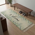 thumbnail image 5 of Kitchen Runner Rugs, Watercolor Green Leaves on Linen 2'x4' Throw Rug with Tassels, Pastoral Botanical Washable Soft Floor Carpet Runner for Hallway Bedroom Bathroom Laundry Room, 5 of 9