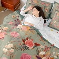 thumbnail image 5 of Feelyou Fashion Rose Floral Twin Bedding Sets 7-Piece, Vintage Bohemian Flower Bedding Comforter Set, Teens Kids Girls Women Reversible Sheet Sets, Microfiber Bedroom Decor, 5 of 9