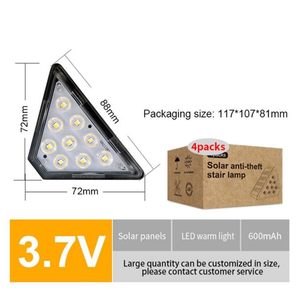 Luz de paso Solar LED para valla exterior, luz de escaleras, lente de resaltado RGB, lámpara de pared cálida IP67, impermeable, pasarela, decoración de jardín, cubierta