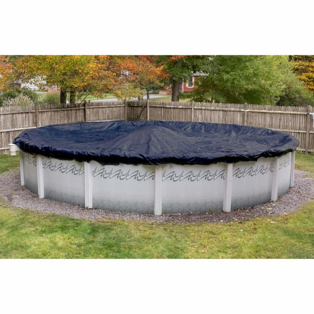 Pool Mate 10 Year Heavy-Duty Royal Blue Round Winter Pool Cover, 30 ft ...