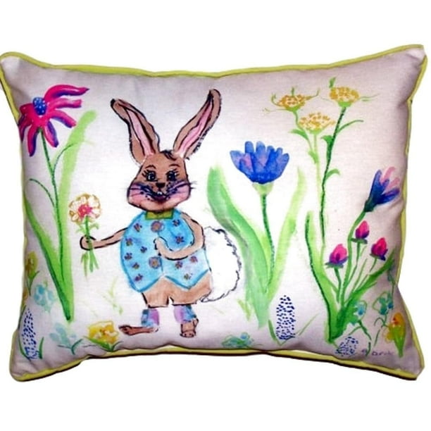 Betsy Drake Happy Bunny Large Indoor/ Outdoor Throw Pillow - Walmart.com - Walmart.com