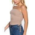 thumbnail image 2 of FashionMille Women's Slim Fit Off Shoulder Side Ruched Detail Rib Jersey Knit Crop Tube Top, 2 of 6