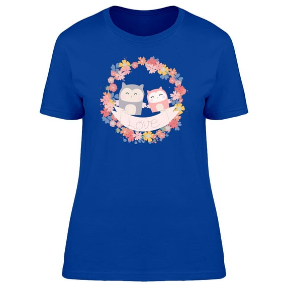 Owl Love Floral Wreath Tee Women's -Image by Shutterstock