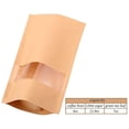 thumbnail image 3 of Kraft Zip Lock Stand Up Food Bags, Katfort 100PCS Kraft Bags Pouches with Window & Tear Notch, 8.7"x5.5" Food Saver Food Storage Bags Paper Party Gift Favor Wrap for Candy, Coffee Beans Nuts, 3 of 7