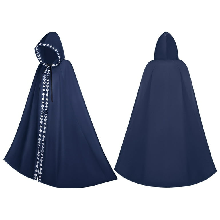 Unisex Moon Phases Embroidery Hooded Cloak Mysterious