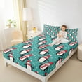 thumbnail image 4 of Manfei Kawaii Graffiti Penguin Twin Sheet Sets,Wild Animal Twin Fitted Sheet,Cyan White Black Flat Sheet For Teens,Ultra Soft Home Decor,3-Piece, 4 of 7