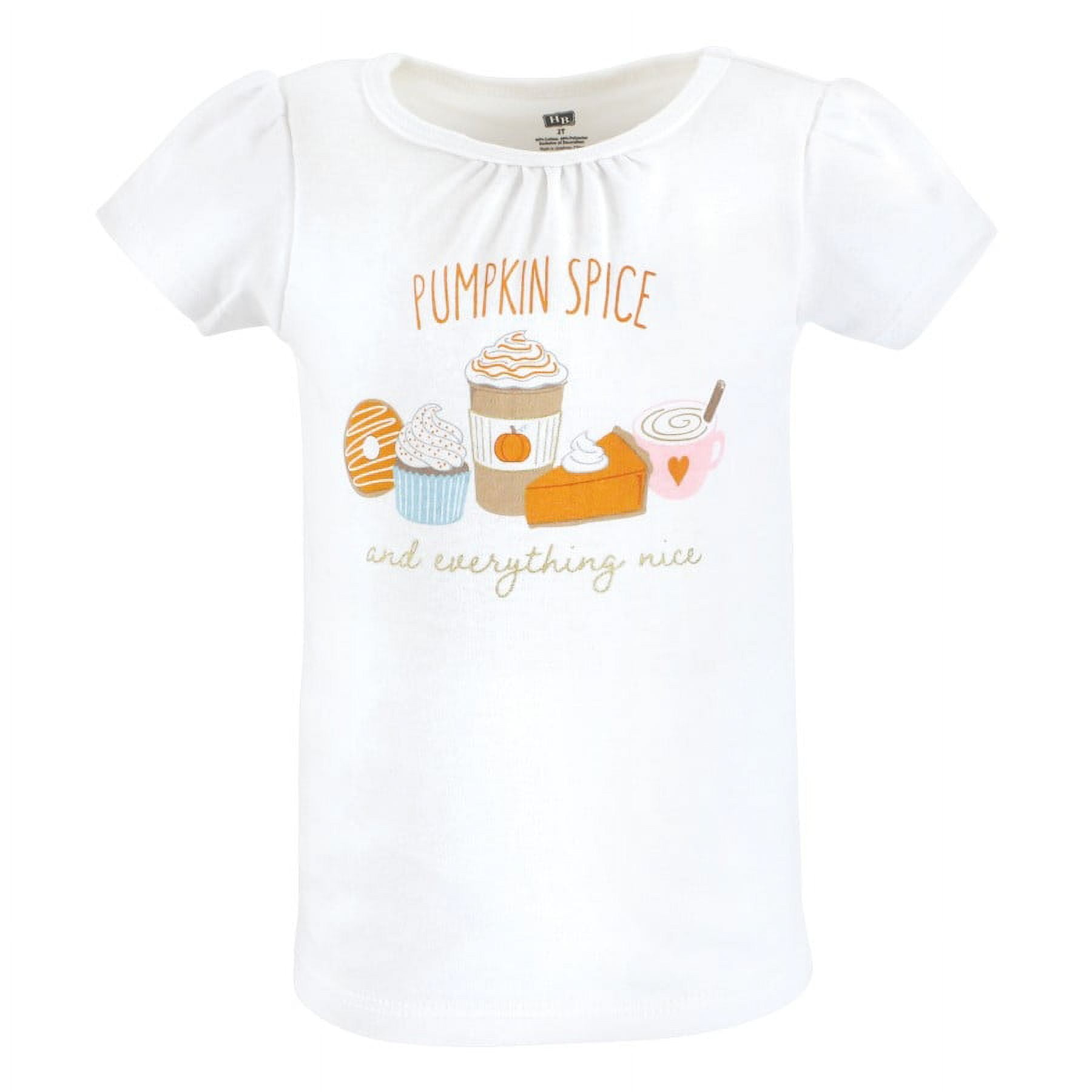 Hudson Baby Infant and Toddler Girl Short Sleeve T-Shirts, Fall Pumpkin Spice, 3 Toddler