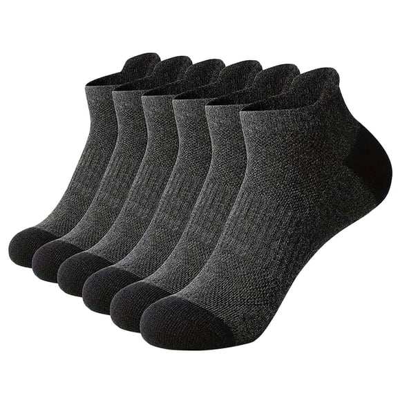 Nooxsoe Comfort Anti-Blister Low Cut Cotton Mesh Ankle Socks Cushioned Soft Reinforced Two Tone Heel Toe Breathable Moisture Wicking Socks for Gym Running Work Daily Travel Outfit Gray One Size