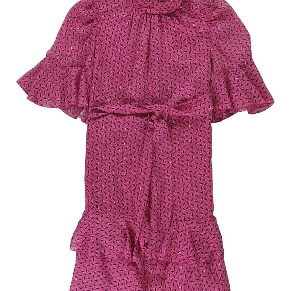 Sabina Musayev Womens Belted Ruffle Hem Tiered Dress, Pink, X-Small