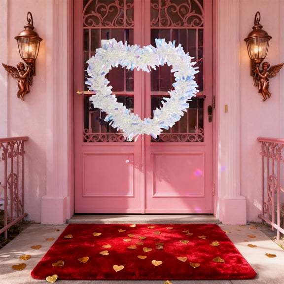 Valentine's Day Home Decor Heart Shaped Wreaths for Front Door Valentine's Day Gift Wreath with Light Valentine Day Wreath Valentine Decor