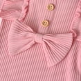 thumbnail image 3 of Newborn Baby Girl Clothes Solid Long Sleeve Ruffle Romper Pants Set 3PCS Fall Outfits Pink, 3 of 6