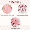 thumbnail image 4 of Mercatoo Toddler Baby Girls Ribbed Knit 2 Piece Outfit 𝗥uffle Short Sleeve Bowknot Flower Graphic Shorts Set Cute Soft Clothes, 4 of 8