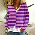 thumbnail image 2 of Striped Cardigan Sweater for Women 2024 Fashion Oversized Button Sweaters Casual Long Sleeve Outerwear Coats for Daily Lounge, 2 of 5