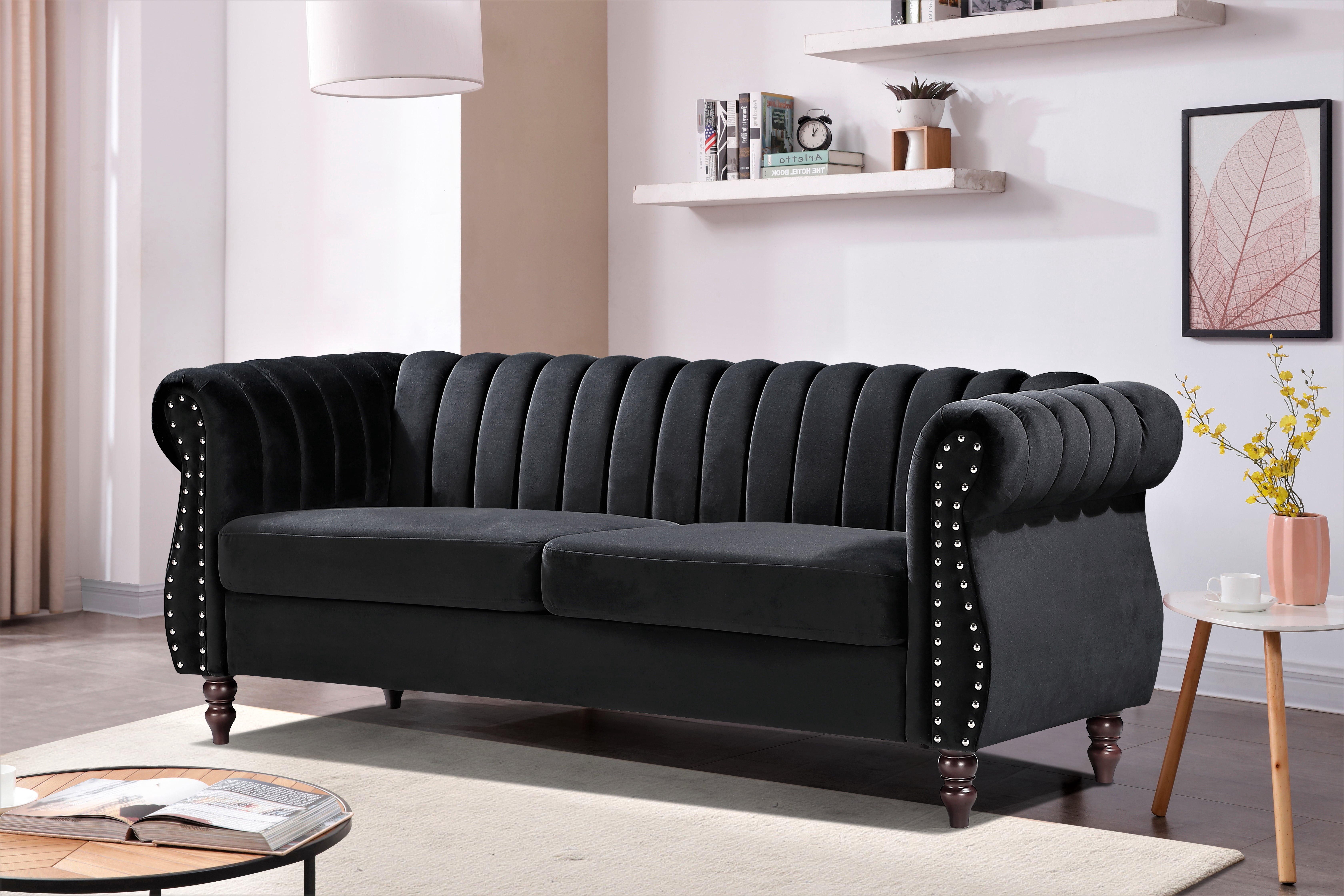 Adibah Velvet Chesterfield 2 Pieces Living Room Set