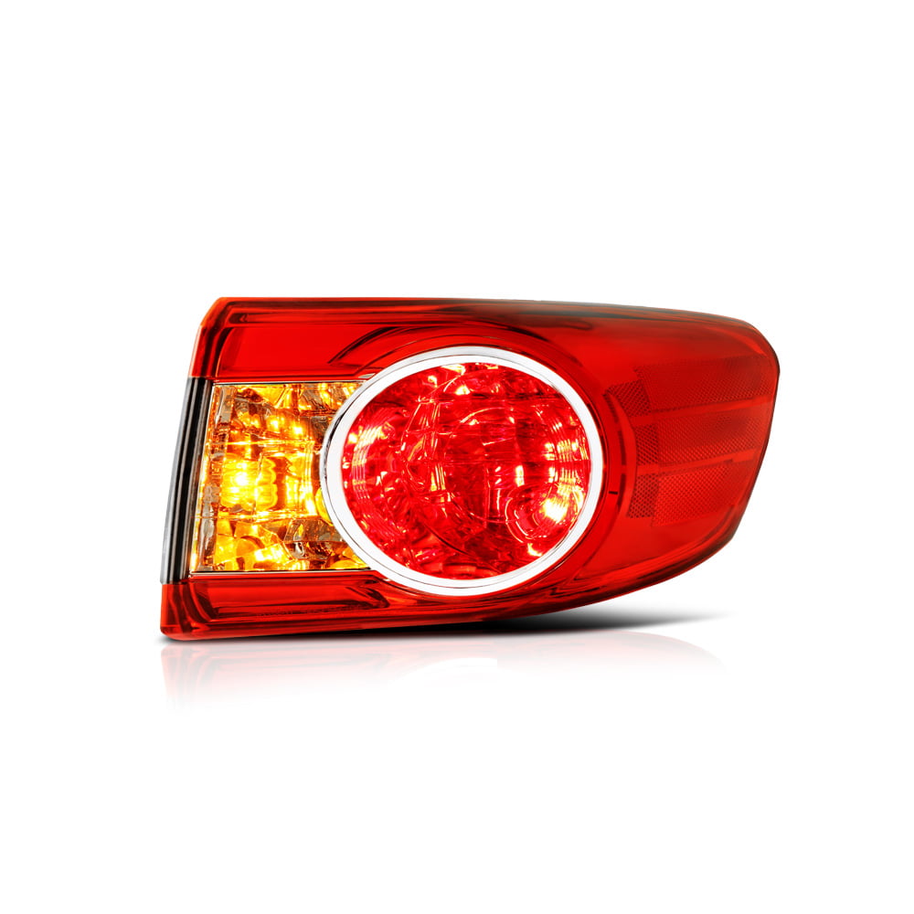 VIPMOTOZ For 2009-2010 Toyota Corolla OE-Style Red Lens Outer Body Tail Light Housing Lamp Assembly Replacement Pair Driver & Passenger Side 