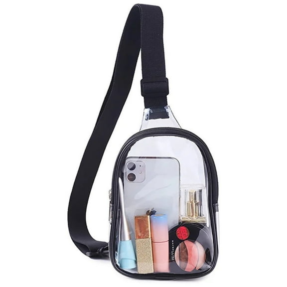 Mini Clear Bag for Stadium Events and Concerts, Clear Crossbody Bag for Women Men, Black