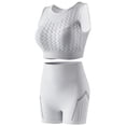 thumbnail image 3 of PNTUTB Women's Solid-Color Sports Set,High-Elasticity High-Waisted Shorts and Breathable Comfortable Sports Bra—Casual Openwork Two-Piece Set, 3 of 5