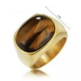 thumbnail image 3 of HOOUN Men's Vintage Stainless Steel Oval Tiger Eye Stone Patterned Ring Band Size 7-13-Silver-10, 3 of 5