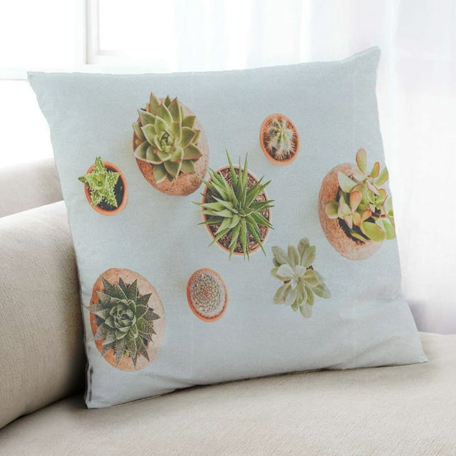 Ahgly Company Coussin Décoratif d'Intérieur à Motif de Cactus, 18 Po X 18 Po