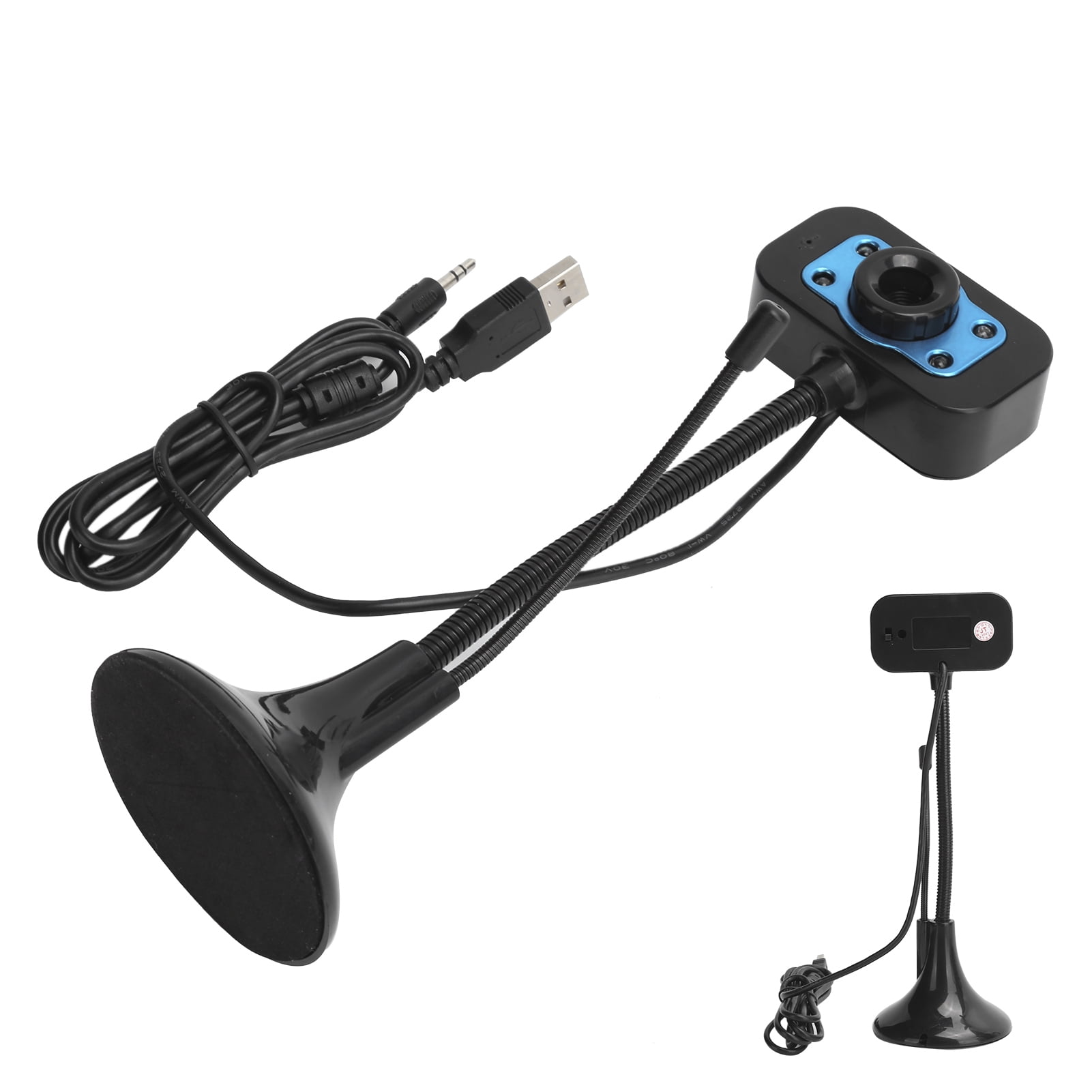 USB Webcam With Microphone, Rotated Webcam With 4 LED Lights USB Video Webcam Drive-Free Manual  Adjustment With External Microphone,for Online Learning Meeting Gaming