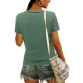 thumbnail image 5 of Blczomt Basic Womens T-Shirt Green Plain Short Sleeve Tee Notch Neck Dressy Casual Women Blouse, 5 of 6