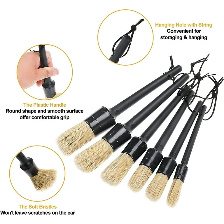 6 Pack Car Detailing Brush Set, Auto Detail Brushes Kit for Cleaning Car 