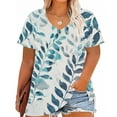 thumbnail image 2 of Zuesphe Summer Shirts for Women 2025 Plus Size T Shirt Women Cute Graphic Tees Short Sleeve Floral Print Loose Fit Summer Casual Tops Short Sleeve V Neck Shirts Casual Soft Blouse, 2 of 4