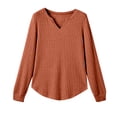 thumbnail image 6 of CQONEPT Womens Sweaters Knit Ribbed Long Sleeve Shirts V Neck Comfy Lounge Loose Fit Tunic Tops Orange XL, 6 of 6