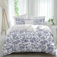 thumbnail image 2 of Blue Flower Bedding 3 Piece Duvet Cover Set Full Size, Spring Leaf Vintage Farmhouse Boho Plant Soft Microfiber Comforter Cover with Zipper Closure & Pillowcases, Wrinkle & FadeResistant Quilt Cover, 2 of 9