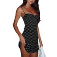 thumbnail image 2 of adaychics Mini Dot Dress Spaghetti Strap Sexy Bodycon Cocktail Party Summer Short Dresses for Daily Wear Vacation, 2 of 4